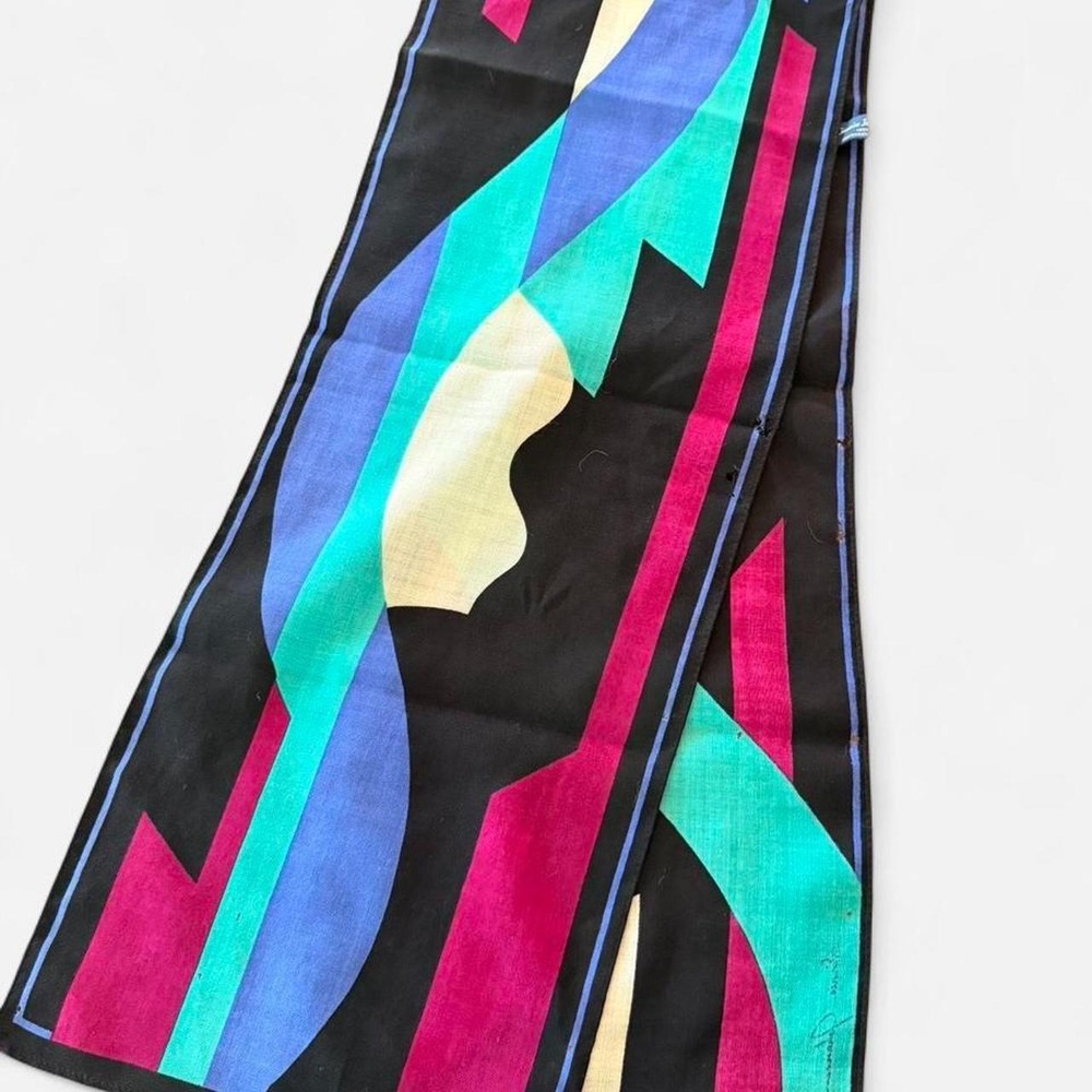 Vintage 1986 Ginnie Johansen Wool Scarf Abstract Geometric 80s Made in Japan